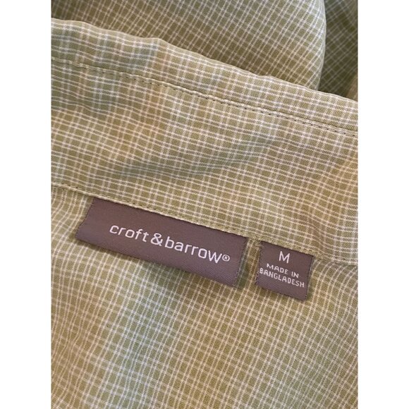Croft & Barrow collared ladies camp shirt micro green plaid Medium pockets - Picture 5 of 7